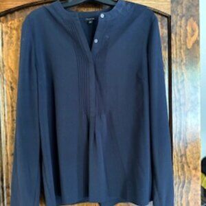 Talbots Plus | Women's Navy Blouse (Size 12)